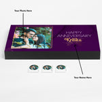 Luxurious Anniversary Chocolate Box with Name and Photo Printed on Chocolates Wrappers