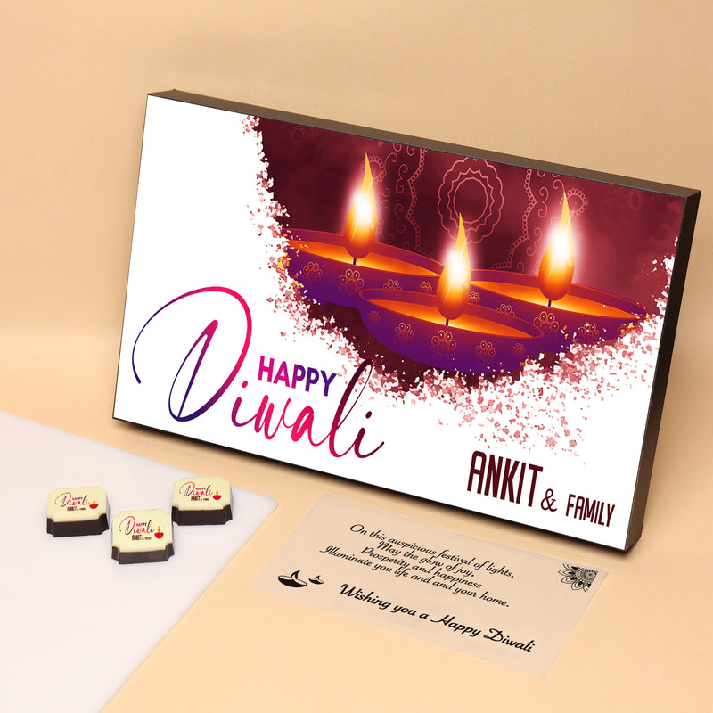 Shining Of Diyas - Personalised Chocolate Gift Box (with Printed Chocolates)